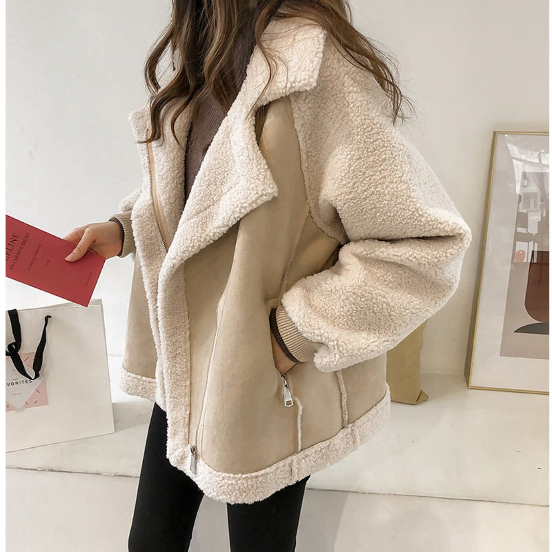 Rhian | Trendy Beige Vinterjakke med Blød Foring