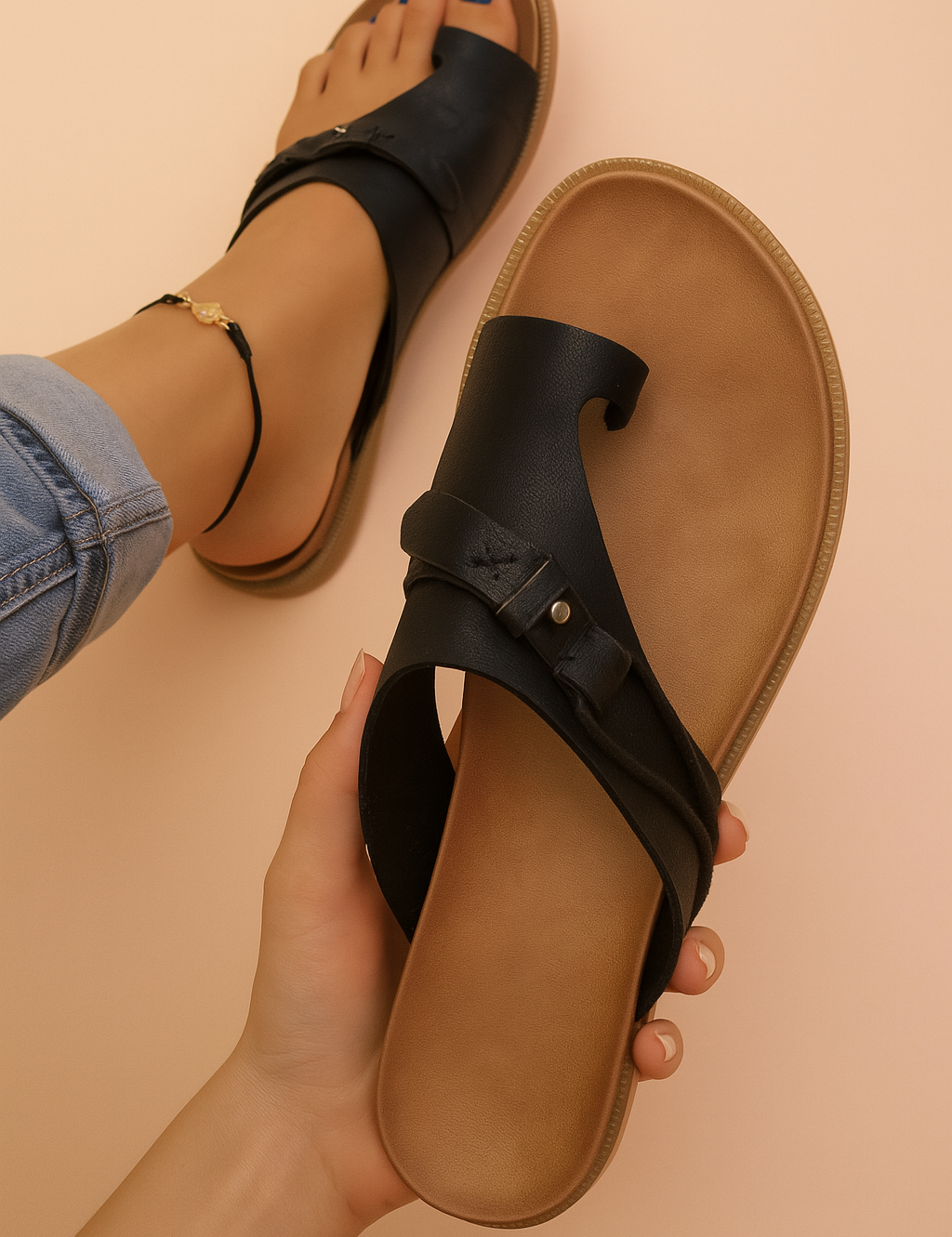 Minimalistische dames slipper met asymmetrisch teenstuk en comfortabele zool voor dagelijks gebruik