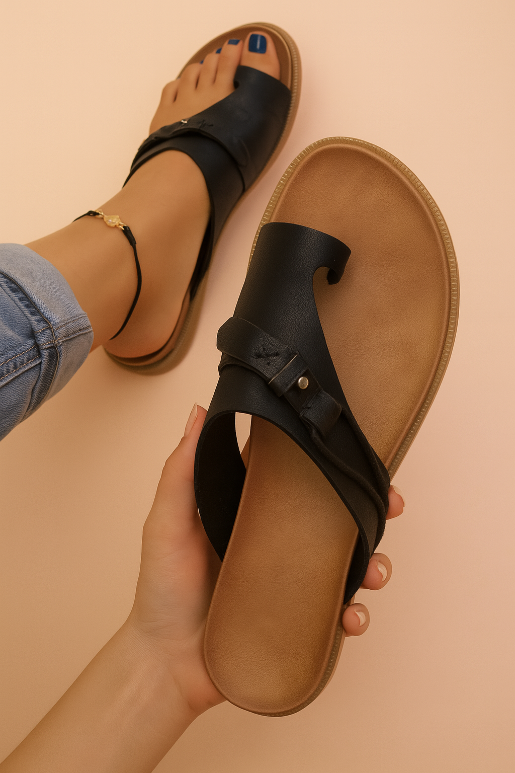 Minimalistische dames slipper met asymmetrisch teenstuk en comfortabele zool voor dagelijks gebruik