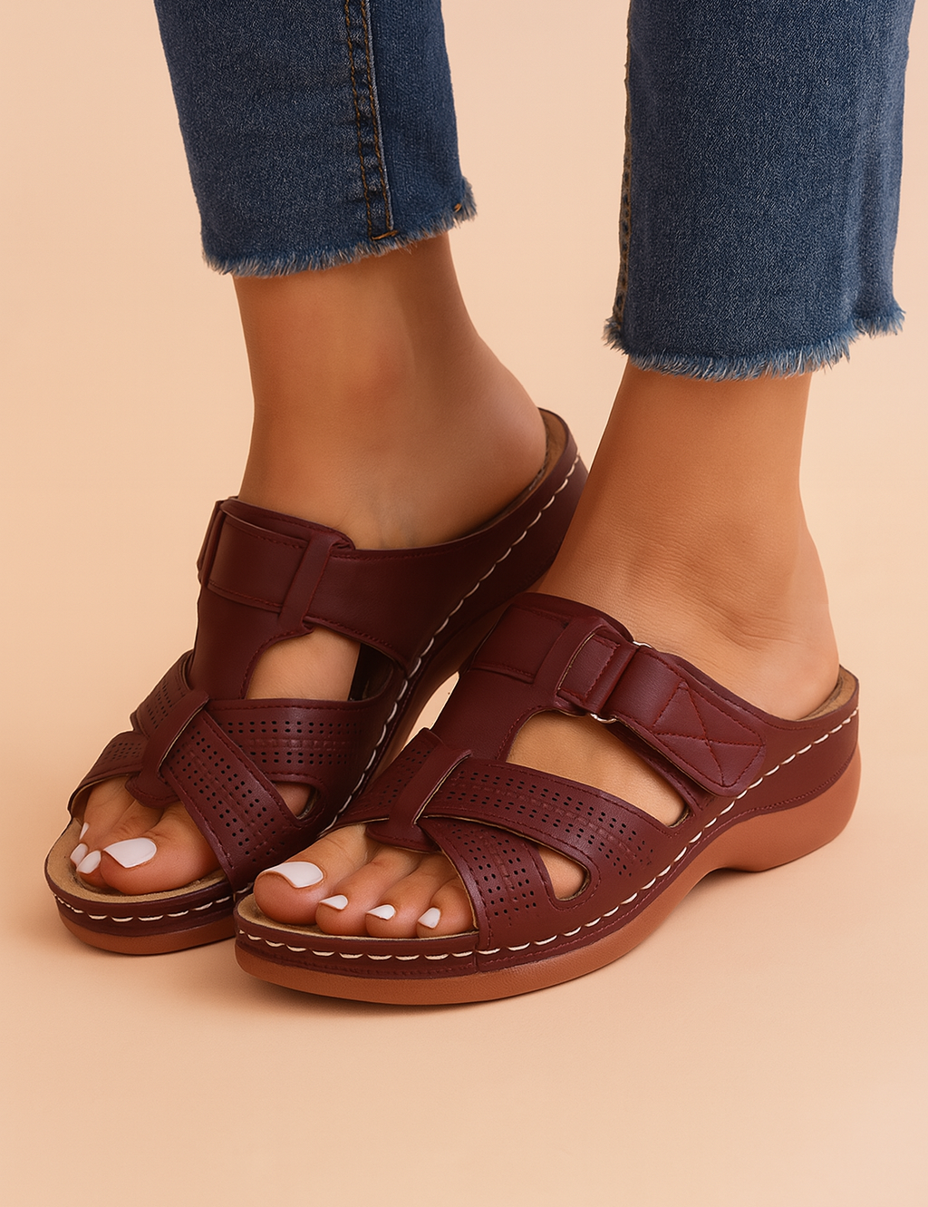 Orthopedische dames slippers met zachte zool en kruisband