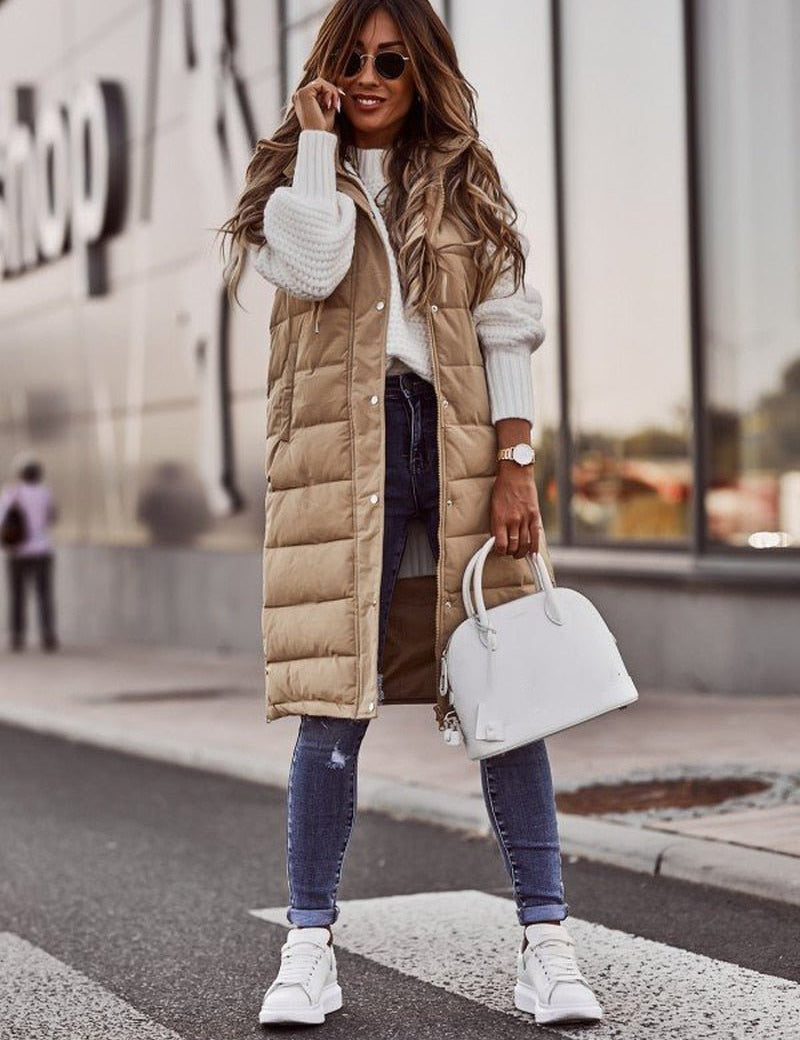 Selene | Komfortabel lang Vatteret Damebodywarmer