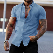 Stilfuld ensfarvet krave korte ærmer fitness T-shirt til mænd