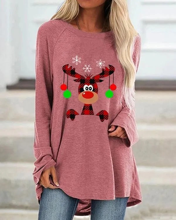 Festief lang warm gebreid sweatshirt voor dames